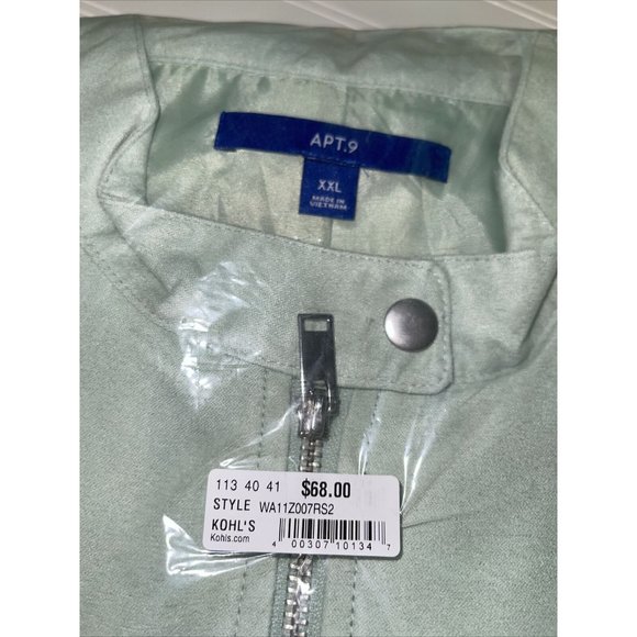 Women's Apt. 9 Long Sleeve Moto Jacket in Pearberry Green Size XXL Retail $68 - Picture 5 of 8